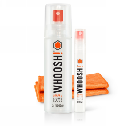 WHOOSH! Duo – butelki Screen Shine 100 ml i 8 ml oraz dwie pomarańczowe mikrofibry
